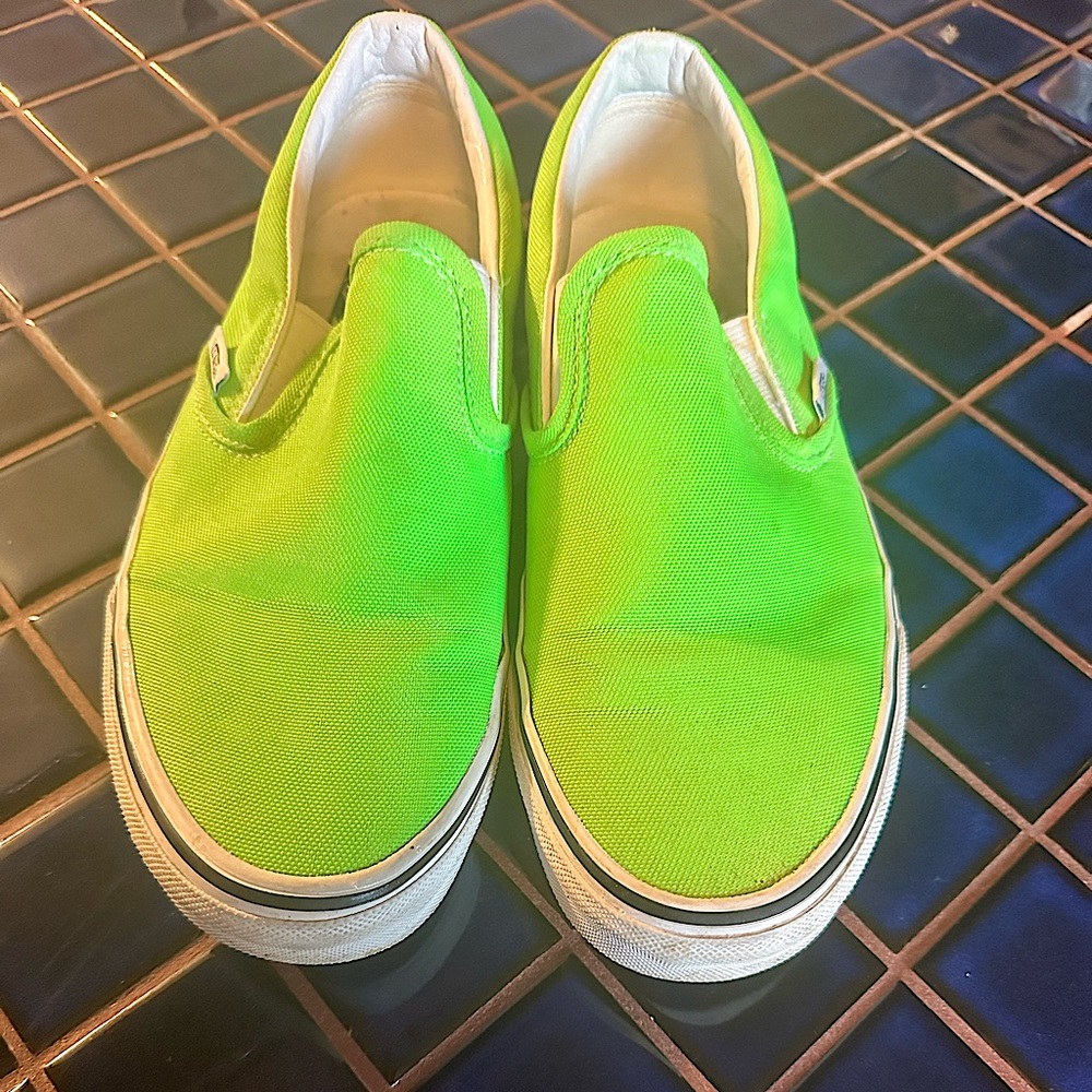 Lime green slip on Vans women’s size 8 men’s 6.5